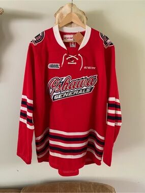 Vintage Oshawa Generals Red CCM Hockey Jersey